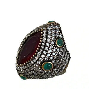 High End Unique Turkish Rhinestone Statement Ring